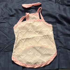 SHEIN Pink and White Quilted Dog Outfit